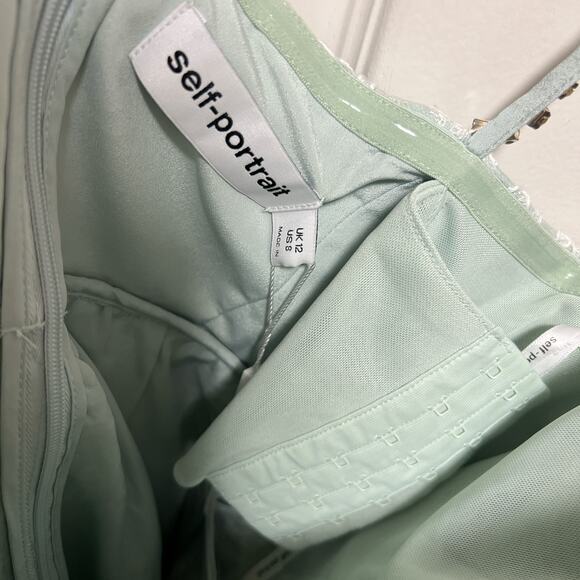 Self-Portrait Green Cord Lace Mini Dress US 8 - Picture 5 of 10